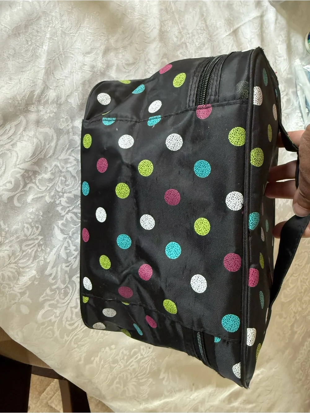 Caboodles Black Polka Dot Travel Cosmetic Case with Multicolor Dots